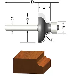 "Vermont American Hartmetallspitze Fräser Bit Doppelflöte 1/4"" Schaft Ogee 1/4" - Bild 1 von 2