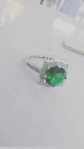 Anello Donna Fogi Silver925 in argento 925% Rodio con gemma colore verde smerald - Foto 1 di 1