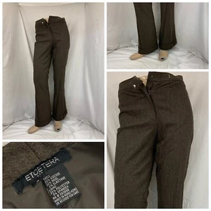Etcetera Pants Sz 2 Brown Viscose Wool Stretch Bootcut Hong Kong EUC YGI T1-213 - Picture 1 of 11