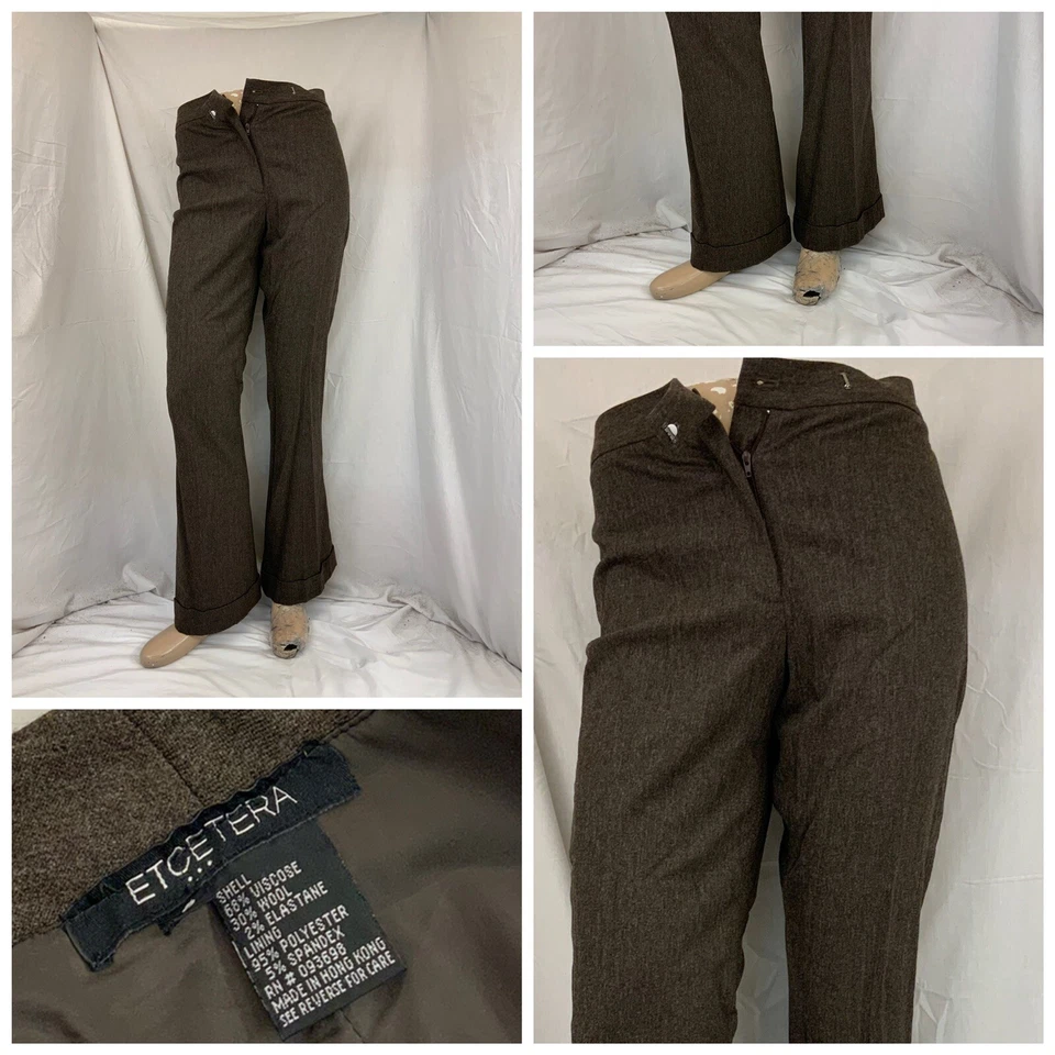 Etcetera брюки размер 2 коричневый вискозы шерсти эластичной загрузки Гонконг EUC YGI T1-213 - Изображение 1 из 4