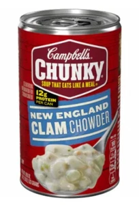 New England Clam Chowder Soup by Campbells (Case of 4 - 16.3 oz cans) - Picture 1 of 2