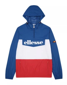 Ellesse Mens Jacket Overhead Hooded Domani Large Blue Red Logo - Picture 1 of 4