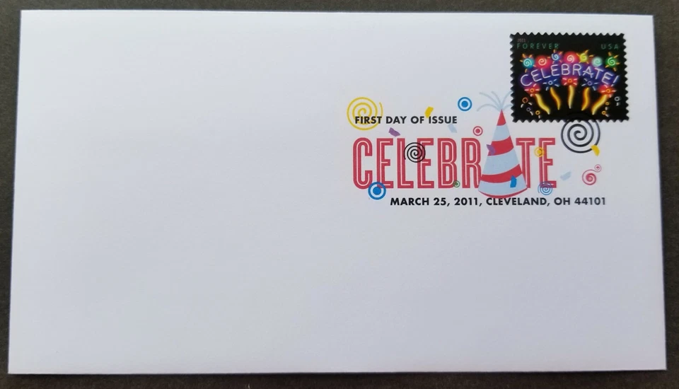 [SJ] USA US Neon Celebrate 2011 Firework (FDC) *color Postmark - Image 1 of 4