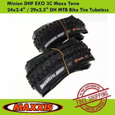 Maxxis Minion DHF EXO 3C Maxx Terra 24x2.4" / 29x2.5" DH MTB Bike Tire Tubeless - Image 1 of 4