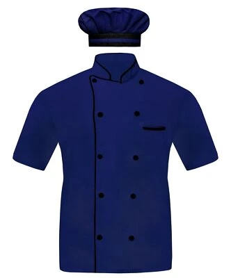 Chef Coat with Cap Half Sleeves Jacket Hotel Restaurant kitchen Uniform for Men - Image 1 of 4