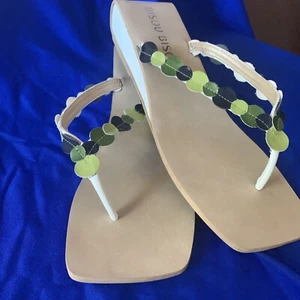 Bisou Bisou Womens Green Slip On Flip Flop Sandals Size 9 - Picture 1 of 10