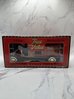 ERTL 1919 True Value Hardware 1/30 GMC Tanker Truck Die Cast Metal Coin Bank - Image 1 of 4