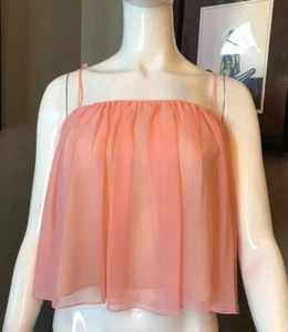 NWT Sz S Elizabeth and James Pink TAURA Tie-Shoulder Silk Pleated Top Blouse - Picture 1 of 9