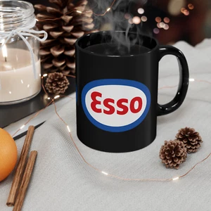 Esso Oil Company Racing 2 Sided 11oz Coffee Tea Black Mug - Picture 1 of 2