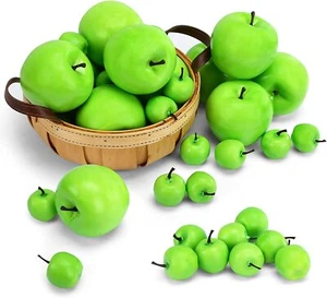 6Pcs Green Artificial Apples Fake Fruit Lifelike Apples Table Basket Decor USA - Picture 1 of 8