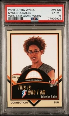 2003 Ultra WNBA Who I am GAME WORN Nykesha Sales PSA 6 UCONN Huskies - Image 1 of 2