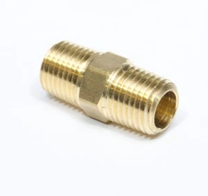 Male Hex Pipe Nipple 1/4 Npt Brass Fitting Equal Air Fuel Oil Gas Water FasParts - Picture 1 of 6