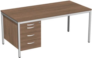 Schreibtisch feste Höhe, mit Hängecontainer mit 3 Metall-Schubfächern und Utensi - Bild 1 von 1