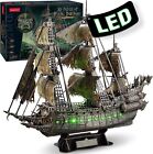 3D Puzzle Pieces Pirate Ship 360Pcs 1:95 Green LED Flying Dutchman Craft Gift