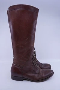 Botas de Montar Frye Melissa Altas con Cordones Cremallera Lateral Marrón Talla 8.5 E Anchas Ecuestres - Imagen 1 de 9