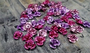 Aluminium Frosted 3 Petal Flower Bead, 8.5-9x4.5mm, 60pce, Mixed, Free Post - Picture 1 of 3
