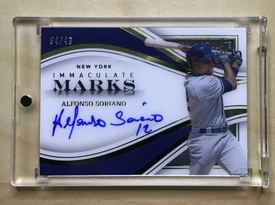 2023 Immaculate Marks Alfonso Soriano On-Card Auto #’d/49 SP New York Yankees Foto 1 de 2