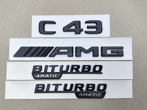 Gloss Black Rear Badges Emblems For Mercedes C Class C43 AMG Saloon Coupe Estate - Picture 1 of 5