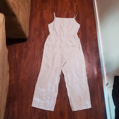 Mono H&M Mujer Sin Mangas de Lino Correas Ajustables Beige Talla M Foto 1 de 4