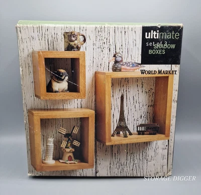 Vintage World Market Ultimate Shadow Boxes Solid Wood Frame Window Memory Set 3 - Image 1 of 4