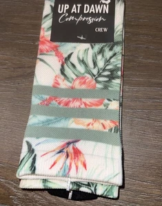 Up At Dawn Women's Floral Print Crew Compression Socks Nurse Travel M/L - Picture 1 of 5