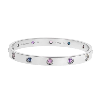 Браслет любовный Cartier из белого золота 18 карат с драгоценными камнями размер 16 - Изображение 1 из 4