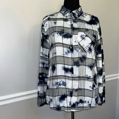 C&C California Blouse Size Medium Multicolor Rayon Tie Dye Button Up Shirt - Image 1 of 4