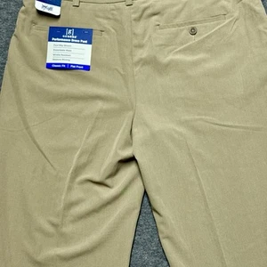 George Performance Dress Pants Men’s 36x32 Khaki 4 Way Stretch Flat Front - Picture 1 of 13