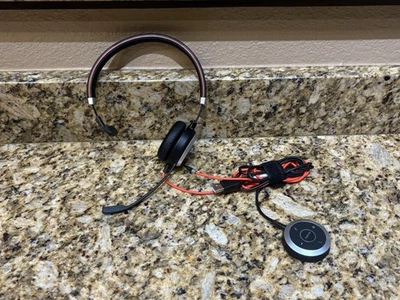 Jabra Evolve 40 UC Mono Headset HSC017 w/ ENC010 USB-A Controller & Tested - Image 1 of 4