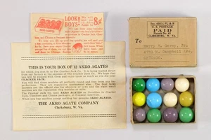 1920s Very Rare Cracker Jack Akro Agate Marble Boxed Set Giveaway Toy Prize - Picture 1 of 7