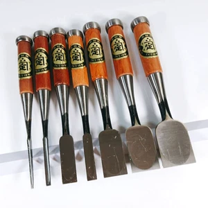 "New" Japanese Nomi Chisel set of 7 KANE-SADA  ┓定 2-43mm Woodwork Japan AH017T - Picture 1 of 21