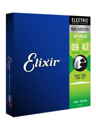 Elixir Optiweb Coated Super Light 9-42 Corde per chitarra elettrica 100% originali - Immagine 1 di 4