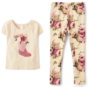 Gymboree Girls Size 6 Cowgirl Boot Tee Floral Leggings Highland Hills New - Picture 1 of 6