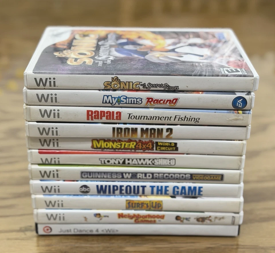 Lot Wii Games, Tested - Sonic Secret Rings, Iron Man, Kart Racing, Just Dance + - Image 1 of 4