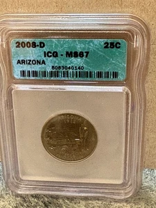 2008 D Arizona State Quarter ICG MS67 - Uncirculated Coin - Picture 1 of 2