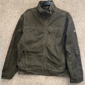 Kuhl Burr Mens Green Vintage Patina Dye Canvas Full Zip Coat Jacket Size XL - Picture 1 of 13