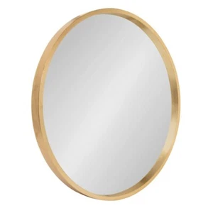 Travis Circular Round Wood Accent 22" x 22" Wall Mirror - 6 Colors - Picture 1 of 33