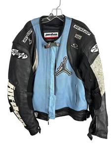 Jordan Motorsports Joe Rocket Leather Racing Motorcycle Jacket Size 50 Blue - Picture 1 of 23