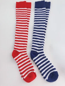 Women Girl Tween Warm Below Knees Sailor Stripe Stockings Tights Long Socks - Picture 1 of 14