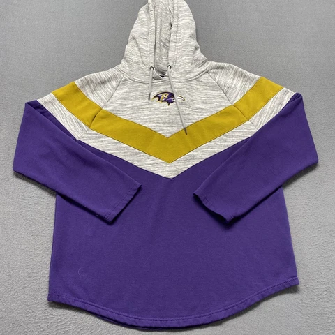 Baltimore Ravens Hoodie Men's Large Pullover Logo Purple Gray NFL Sweater Cover