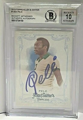 2013 Topps Allen & Ginter Pele Signed Card #130A BAS Beckett Witnessed Graded 10 - Image 1 of 2