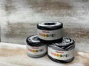 Lot of 3 Circulo WHOOPEE YARN - Cotton Sport 578 yd cake - black white gray - Picture 1 of 5