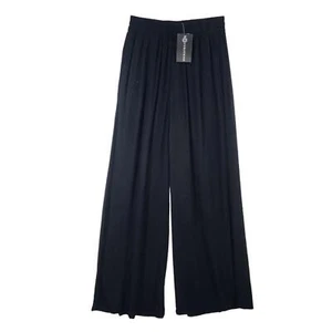 Curations Womens Wide Leg Palazzo Pant Gauzy Fabric Elastic Waist Black XS - Picture 1 of 10