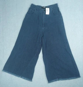 Kendall + Kylie Womens Wide Leg Cropped Pants Blue Size Small NWT - Picture 1 of 8