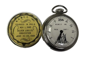 Vintage N.A.W.C.C. Inc. Phila Chap 1 Silver Jubilee Stop Watch 25th Ann #400 - Picture 1 of 20