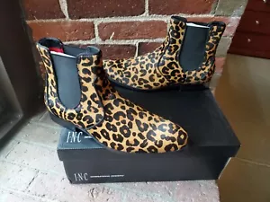 New in Box INC International Mens Thames Cheetah Print Chelsea Boots - Picture 1 of 4