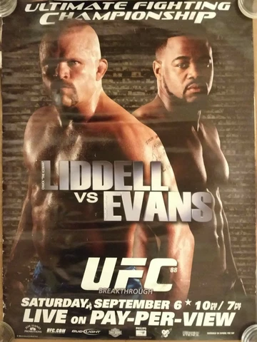UFC 88:  Breakthrough, PPV Promo Poster, Liddell, Evans, Very Good Condition Cover