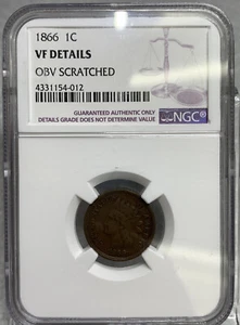 1866 Indian Head Cent NGC VF Details - Picture 1 of 3