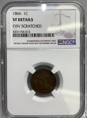 1866 Indian Head Cent NGC VF Details - Image 1 of 3