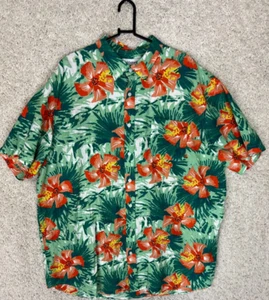 Saddlebred All Over Print Hawaiian Shirt Mens XXLT Green Colorful Tropical Linen - Picture 1 of 7